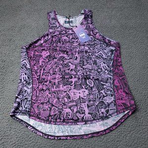 $58 Janji Helio Tech Tank Top Batik Purple Polyester Womens M Medium